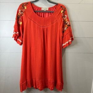 Allison Joy | Evereve Boho Embroidered Dress Orange Embroidered Size Large